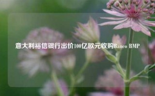 意大利裕信银行出价100亿欧元收购Banco BMP