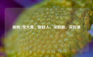 视频|李大霄：做好人、买好股、买好基