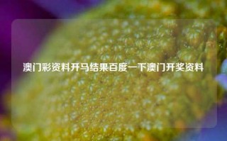 澳门彩资料开马结果百度一下澳门开奖资料