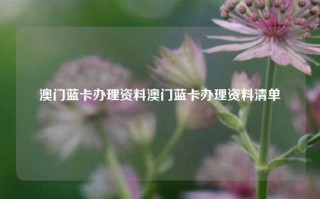 澳门蓝卡办理资料澳门蓝卡办理资料清单