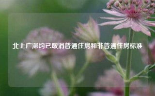 北上广深均已取消普通住房和非普通住房标准