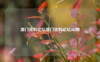 澳门资料论坛澳门资料论坛202期