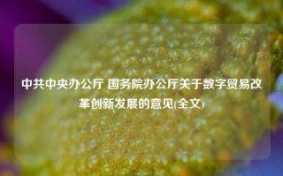 中共中央办公厅 国务院办公厅关于数字贸易改革创新发展的意见(全文)