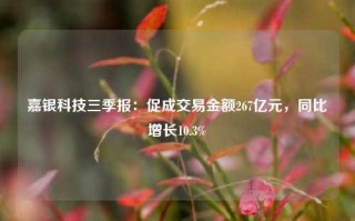 嘉银科技三季报：促成交易金额267亿元，同比增长10.3%