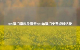 2023澳门资料免费看2021年澳门免费资料记录