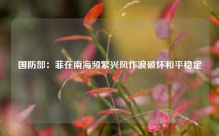 国防部：菲在南海频繁兴风作浪破坏和平稳定