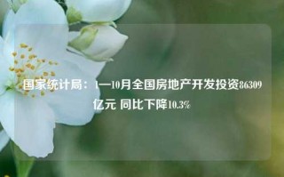 国家统计局：1—10月全国房地产开发投资86309亿元 同比下降10.3%