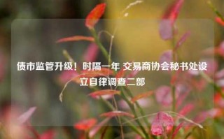 债市监管升级！时隔一年 交易商协会秘书处设立自律调查二部