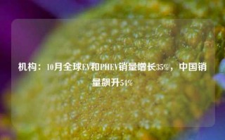 机构：10月全球EV和PHEV销量增长35%，中国销量飙升54%