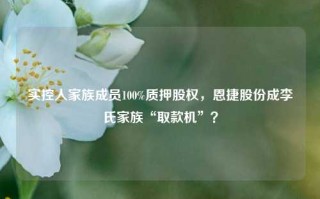 实控人家族成员100%质押股权，恩捷股份成李氏家族“取款机”？