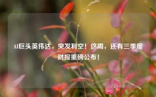 AI巨头英伟达，突发利空！这周，还有三季度财报重磅公布！