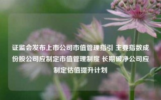 证监会发布上市公司市值管理指引 主要指数成份股公司应制定市值管理制度 长期破净公司应制定估值提升计划