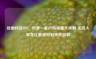 佳驰科技IPO：对单一客户构成重大依赖 实控人邓龙江敏感时刻突然辞职