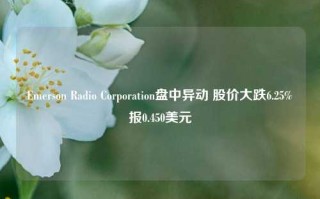 Emerson Radio Corporation盘中异动 股价大跌6.25%报0.450美元