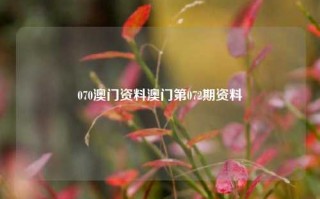 070澳门资料澳门第072期资料