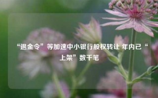 “退金令”等加速中小银行股权转让 年内已“上架”数千笔