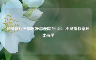 商业银行三季度净息差降至1.53%  不良贷款率环比持平