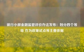 银行小微金融监管评价办法发布：划分四个等级 作为政策试点等主要依据