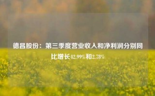 德昌股份：第三季度营业收入和净利润分别同比增长42.99%和2.78%