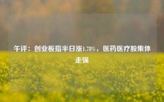 午评：创业板指半日涨1.78%，医药医疗股集体走强