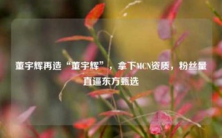 董宇辉再造“董宇辉”，拿下MCN资质，粉丝量直逼东方甄选