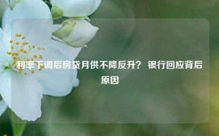 利率下调后房贷月供不降反升？ 银行回应背后原因