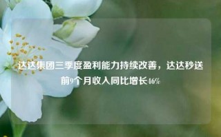 达达集团三季度盈利能力持续改善，达达秒送前9个月收入同比增长46%