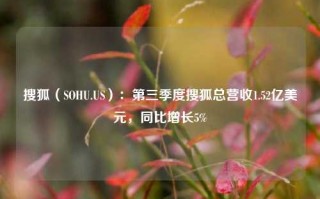 搜狐（SOHU.US）：第三季度搜狐总营收1.52亿美元，同比增长5%