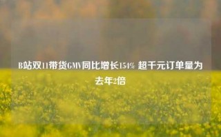 B站双11带货GMV同比增长154% 超千元订单量为去年2倍