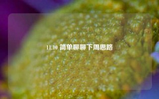 11.10 简单聊聊下周思路