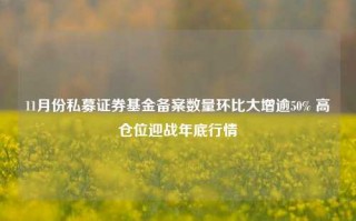 11月份私募证券基金备案数量环比大增逾50% 高仓位迎战年底行情