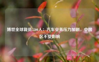 博世全球裁员5500人：汽车业务压力加剧，中国区不受影响