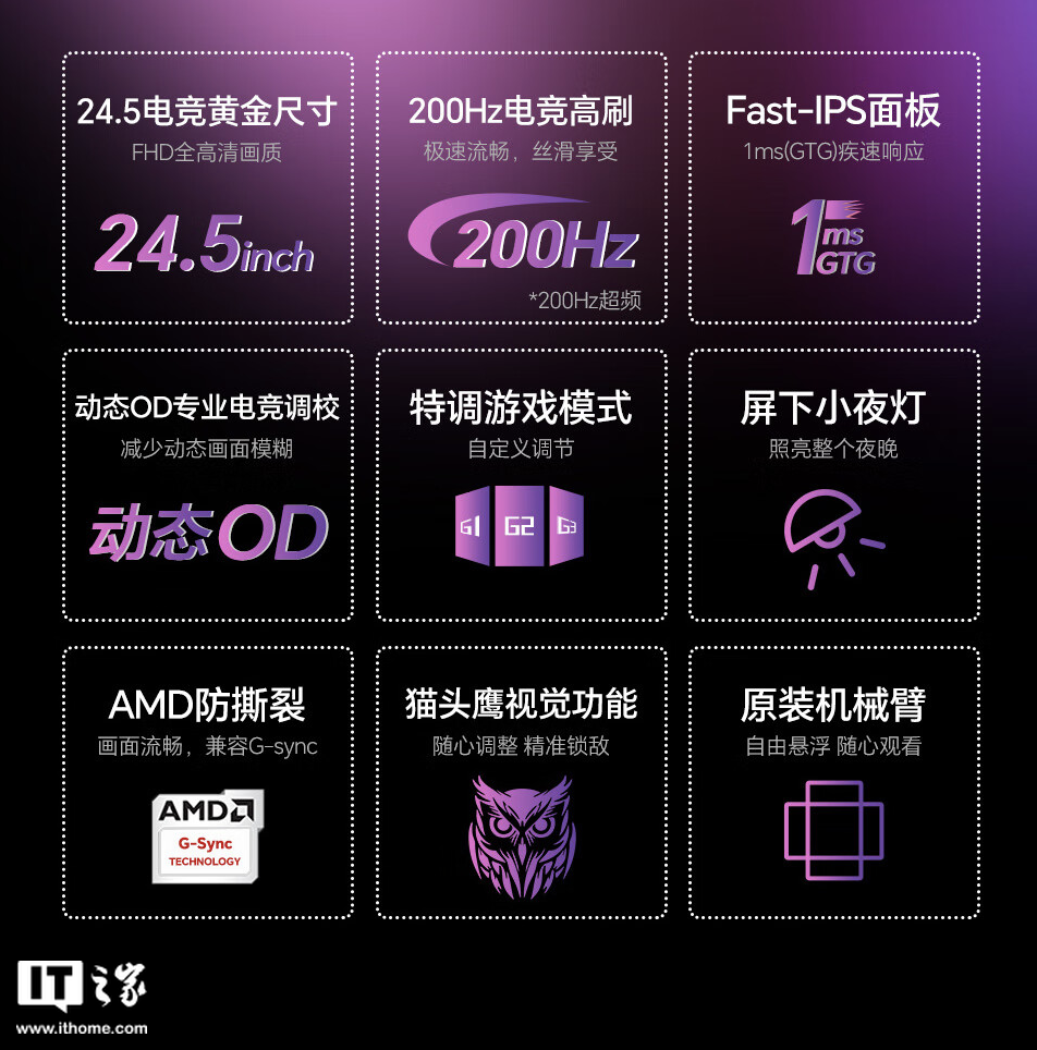 盛色“N50 Pro 5 机械臂版”24.5 英寸显示器首销：1080P 超频 200Hz，649 元-第3张图片-特色小吃做法