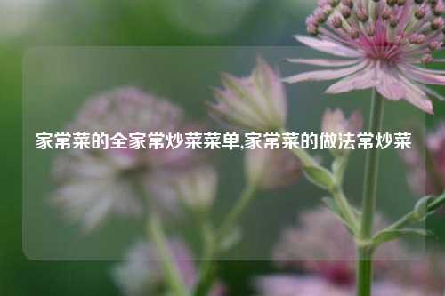 家常菜的全家常炒菜菜单,家常菜的做法常炒菜