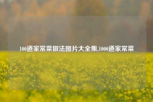 100道家常菜做法图片大全集,1000道家常菜