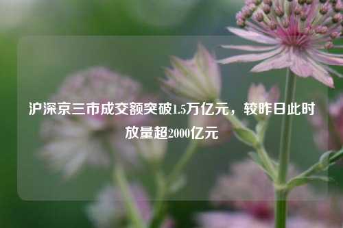 沪深京三市成交额突破1.5万亿元，较昨日此时放量超2000亿元  第1张