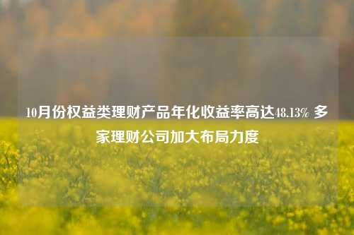 10月份权益类理财产品年化收益率高达48.13% 多家理财公司加大布局力度