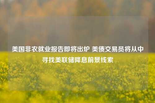 美国非农就业报告即将出炉 美债交易员将从中寻找美联储降息前景线索