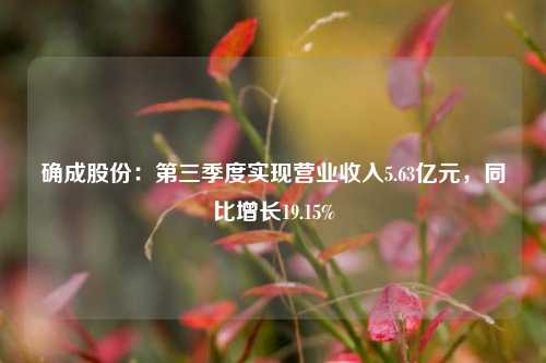 确成股份：第三季度实现营业收入5.63亿元，同比增长19.15%