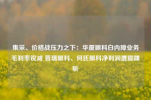 集采、价格战压力之下：华厦眼科白内障业务毛利率锐减 普瑞眼科、何氏眼科净利润遭脚踝斩