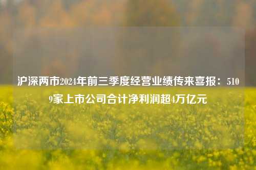 沪深两市2024年前三季度经营业绩传来喜报：5109家上市公司合计净利润超4万亿元