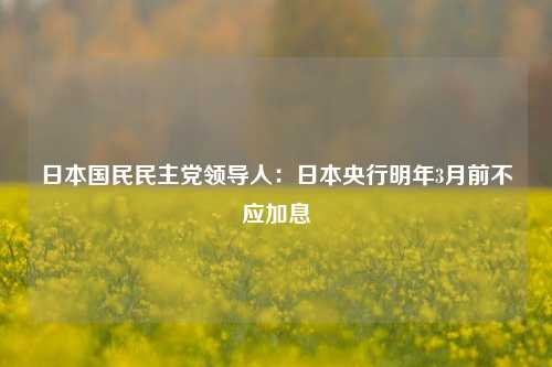 日本国民民主党领导人：日本央行明年3月前不应加息