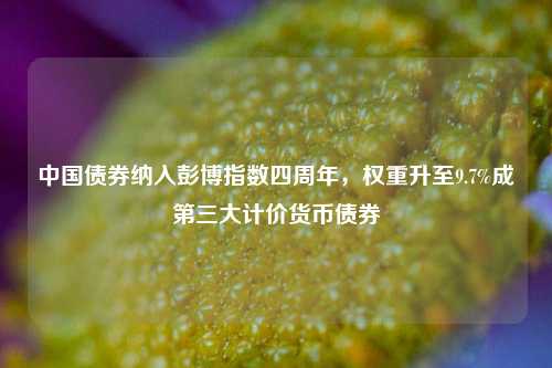 中国债券纳入彭博指数四周年，权重升至9.7%成第三大计价货币债券