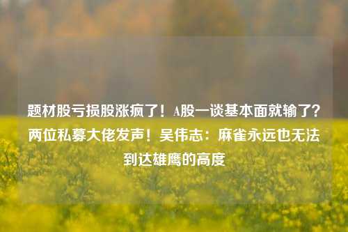 题材股亏损股涨疯了！A股一谈基本面就输了？两位私募大佬发声！吴伟志：麻雀永远也无法到达雄鹰的高度-第1张图片-特色小吃做法