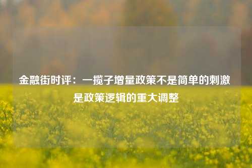 金融街时评：一揽子增量政策不是简单的刺激 是政策逻辑的重大调整-第1张图片-特色小吃做法