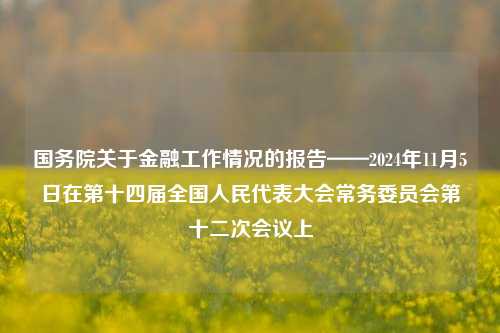 国务院关于金融工作情况的报告——2024年11月5日在第十四届全国人民代表大会常务委员会第十二次会议上-第1张图片-特色小吃做法