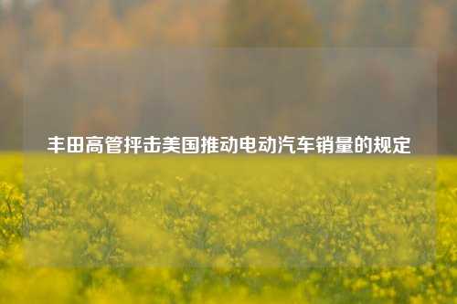 丰田高管抨击美国推动电动汽车销量的规定-第1张图片-特色小吃做法