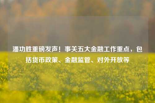 潘功胜重磅发声！事关五大金融工作重点，包括货币政策、金融监管、对外开放等-第1张图片-特色小吃做法