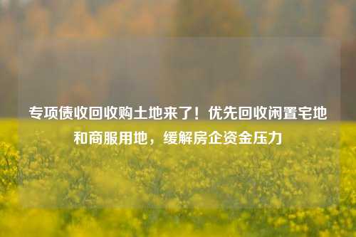 专项债收回收购土地来了！优先回收闲置宅地和商服用地，缓解房企资金压力-第1张图片-特色小吃做法