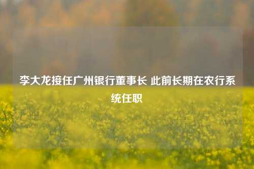 李大龙接任广州银行董事长 此前长期在农行系统任职  第1张